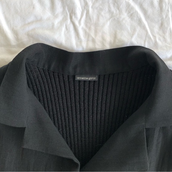 Annette Gortz Nandi Black Wool Blend Knit Back Full Zip Jacket Vest - Picture 2 of 7